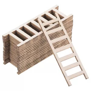20Pcs 2.4" Miniature Wooden Ladder Dollhouse Straight Ladders, Natural Color - Picture 1 of 7