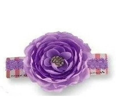 全新 Mud Pie 女宝宝紫色花朵头带礼物 均码 0-12 mos 礼物 — 第 1/2 张图片