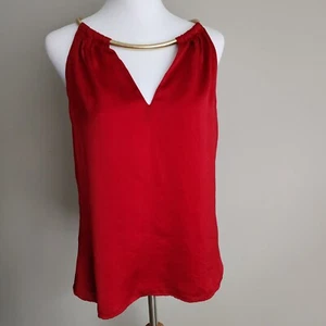 Guess Red Tank Womens Small Gold Chain Sleeveless Blouse Cami Racerback Sexy Top - Picture 1 of 17