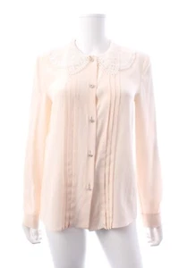 Miu Miu Seidenbluse mit Spitzenkragen und Kristallknöpfen / Rosa - Bild 1 von 4