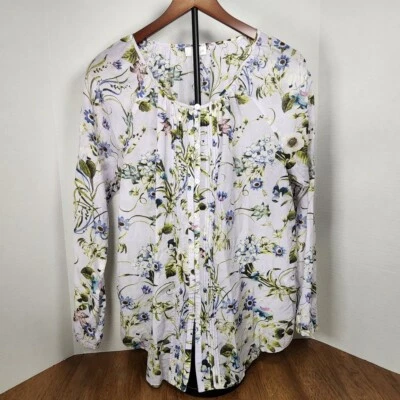 J.Jill Women's Cotton & Silk Button-Up Floral Tunic SZ M - Image 1 of 4