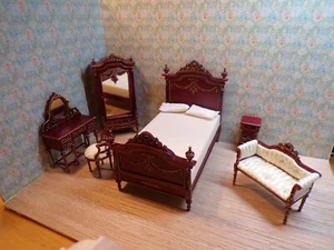Puppenhaus Miniatur Mahagoni Schlafzimmer 6er Set von Hansson - Bild 1 von 8