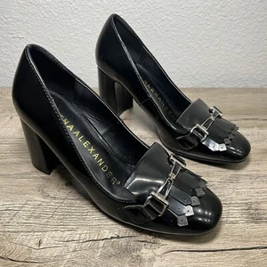 Athena Alexander Women's Olivia Penny Loafer Pumps Black Size 7 Fringe Buckle - Picture 1 of 12
