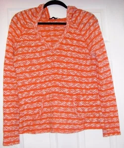 Sanctuary Women Orange Acrylic Cotton light weight Hooded Pullover Sweater Top S - Picture 1 of 5