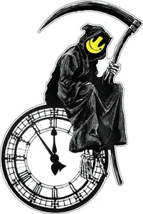 Banksy Grin Reaper Graffiti Street Art Vinyl Sticker / window wall car phone ps4 - Bild 1 von 1