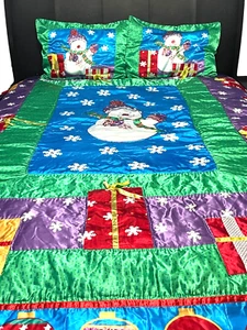 VTG Pem America Inc. Snowman Holiday Comforter 2 Standard Shams Sz King Plus - Picture 1 of 16