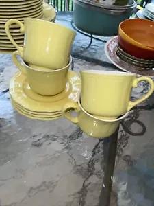 Butterdose Federalist Ironstone gelb Tasse & Untertasse 4er Set Vintage - Bild 1 von 1