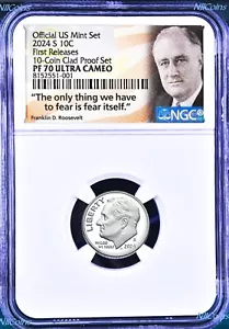 2024 S Proof 10C Clad Roosevelt Dime 10-coin-set Version NGC PF70 ULTRA CAMEO FR - Picture 1 of 2