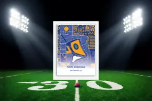 Los Angeles Rams SOFI Stadium Location Map NFL Stadium Art Decor - Picture 1 of 6