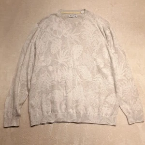Suéter Pullover Tommy Bahama Para Hombres Estampado Floral Talla 2XL/Beige-Azul/Algodón/Crew - Imagen 1 de 11