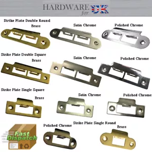 Door Strike Plate Polished Chrome Brass Long/Short Plates Tubular Mortice Latch - Picture 1 of 30