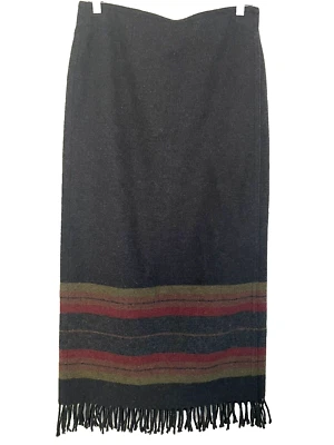 Jones New York Country  sz 10 Skirt Wool Blend Wrap Lined Fringe Long - Image 1 of 4