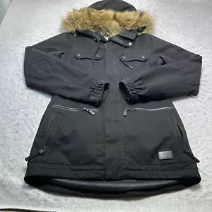 Giacca parka donna Volcom Shadow isolata pelliccia sci con cappuccio nero medio lungo EQS - Foto 1 di 22
