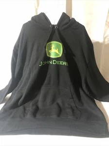 John Deere Sweater Adult 2XL Black Green Logo Hooded Sweatshirt Hoodie Mens - Picture 1 of 3