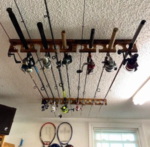 Angelruten Rutenhalter 12 Ruten Wand- oder Deckenmontage Aufbewahrung Organizer Neu - Bild 1 von 11