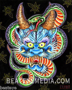 COLEMAN-PRINT-TATUAGGIO,FLASH,BIKER,MASCHERA,JUXTAPOZ,GIAPPONE,MITOLOGIA,GIAPPONESE,MOSTRI - Foto 1 di 1