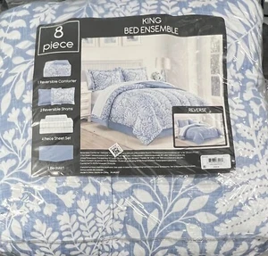 NEW Fairfield Square 8 Price King. Blue/white Floral Reversible - Picture 1 of 2