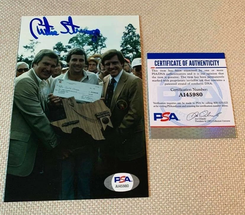 1980 HOUSTON OPEN CHAMPIONS- CURTIS STRANGE AUTÓGRAFO 4x6 FOTO RETRATO PSA/DNA - Imagem 1 de 1