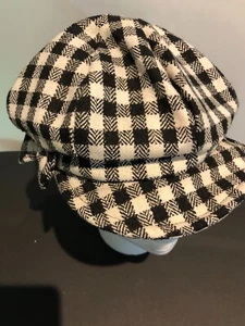 Schwarz weiß CBI Cabbie Cap Mütze Schleife Damen Gr. S/M - Bild 1 von 5