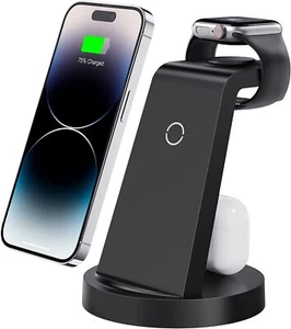 3 in 1 Charging Station , Wireless Charger (Black) - Picture 1 of 6