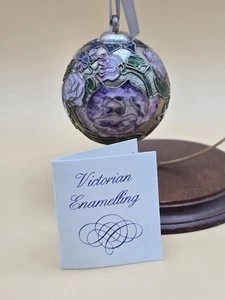 Viktorianisches emailliertes Cloisonné Blumen & Insekten rund 3" Ornament mit Box NYCO Int - Bild 1 von 5