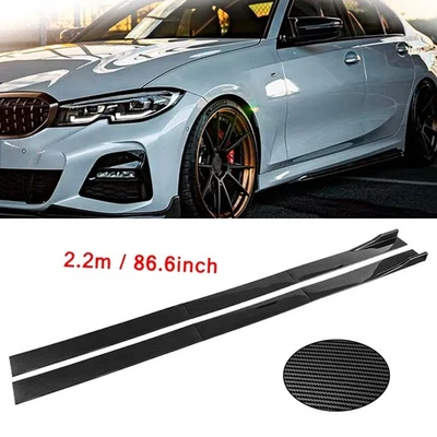 Carbon Fiber 86.6inch Side Skirt Extensions Rocker Panel For BMW E90 E92 E93 — 第 1/4 张图片