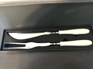 Juego de talla en caja original cuchillo y tenedor mango porcelana blanca NUEVO - Imagen 1 de 5
