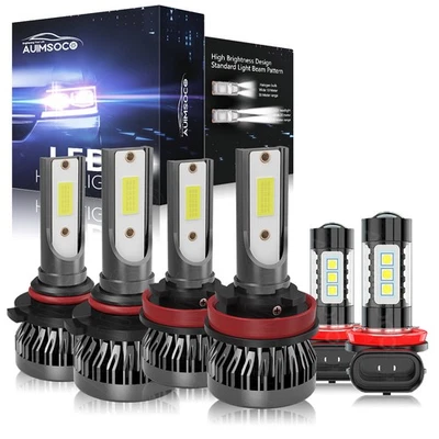Combo de 6 faros LED bombillas haz antiniebla alto/bajo 6500 k para Jeep Compass 2014-2021 Foto 1 de 4