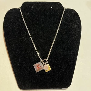 Anne Klein Necklace Silver Tone AK Square Lion Head Charms - Picture 1 of 4