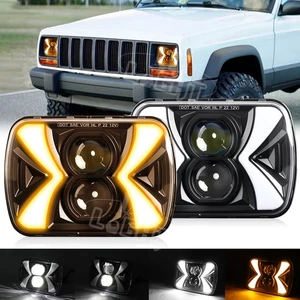 2x 5X7 7x6" LED Headlight Z-Shaped For 86-95 Jeep Wrangler YJ 84-01 Cherokee XJ - Foto 1 di 14