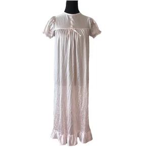 Laura Dare Nylon Pink Gown Lace Bow Girls SZ14 Made In USA Cottagecore Classic - Picture 1 of 15