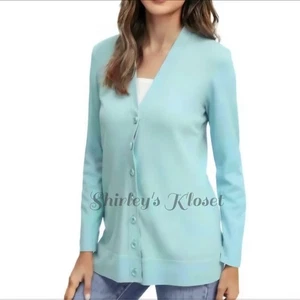 NEW-CHADWICKS Of Boston Cotton Button-up Tunic Length Cardigan Sweater sz LARGE  - Picture 1 of 11