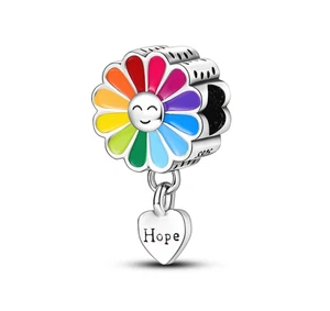 Pulsera Girasol Esperanza Dije Plata de Ley 925 Genuina con Bolsa de Cuero - Imagen 1 de 7