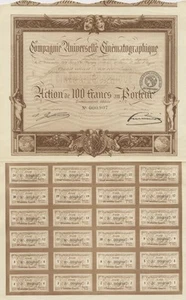 ARCHIVE OF 20 STOCK CERTIFICATES FOR FRENCH BELGIAN AND DUTCH CINEMATIC - Picture 1 of 9