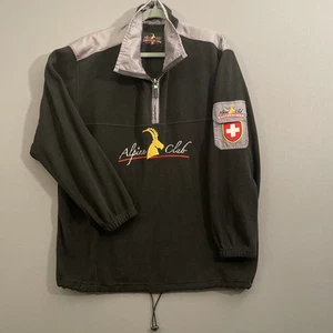 Alpine Club Switzerland Fleece Men’s Large Long Sleeve 1/4 Zip Black Pull-over - Picture 1 of 12