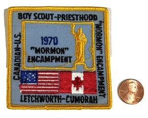 PARCHE DE CAMPAMENTO BOY SCOUT BSA MORMON LDS LOS ÚLTIMOS DÍAS SANTOS 1970 ¡RARO COMO NUEVO! - Imagen 1 de 2