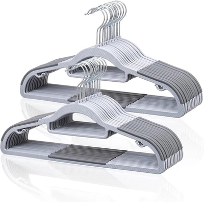 Pack of 30 Coat Hangers, Space-Saving Plastic Clothes Hangers, Non-Slip, 0.2 Inc - Image 1 of 4