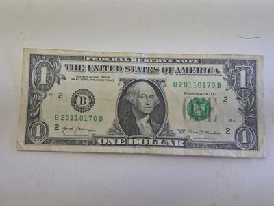 JAN 7 OR JUL 1 2011, DUAL BIRTHDAY NOTE B2011 01 7 0, 1$ One Dollar Bill - Image 1 of 4