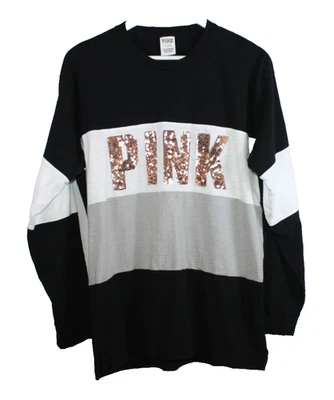 Victoria's Secret ROSA Bling Universitario Cuello Redondo Grande Pullover Lentejuelas Deletrear Foto 1 de 4