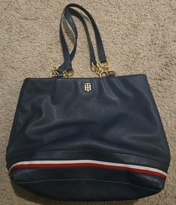 Bolso de hombro Tommy Hilfiger Signature azul marino cadena dorada Shopper - Imagen 1 de 5