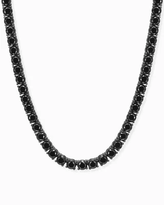 Tennis Kette Halskette - 4mm schwarzer Diamant 18K schwarz vergoldet für Herren 20" lang - Bild 1 von 4