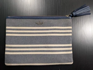 Kate Spade Larchmont Avenue Gia Clutch Navy Blau Weiß Gestreift ZIP Tasche French - Bild 1 von 6