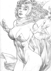 Scarlet Witch (09"x12") Original Art by Ed Benes - Ed Benes Studio - Picture 1 of 3