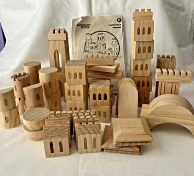 Discovery Toys Vintage 69 Piece Castle Building Blocks Set with duffle bag - Image 1 of 4