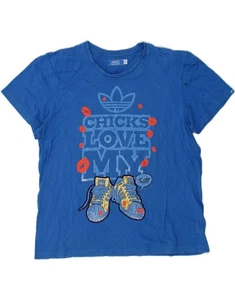 ADIDAS Mens Graphic T-Shirt Top XL Blue BK09 - Picture 1 of 4