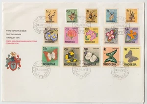 RHODESIA 1974 definitive full set of 15 on official illustrated FDC SALISBURY cd - Picture 1 of 4