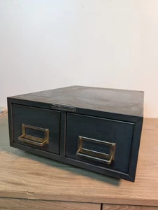 Vintage Steelmaster Art Steel 2 Drawer Card File Cabinet Stackable Vintage ASCO - Picture 1 of 9