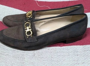 Salvatore Ferragamo Damen Halbschuhe Gancini Wildleder braun 8 D Horsebit Schnalle - Bild 1 von 11