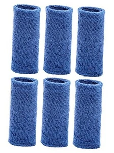 6-Inch Long Wrist Towel Wristbands (6 Pack) Blue - Picture 1 of 4
