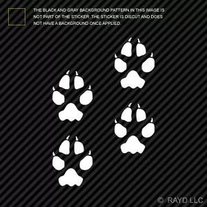 (4x) Coyote Tracks Sticker Die Cut Decal Self Adhesive hunting print marks - Foto 1 di 1